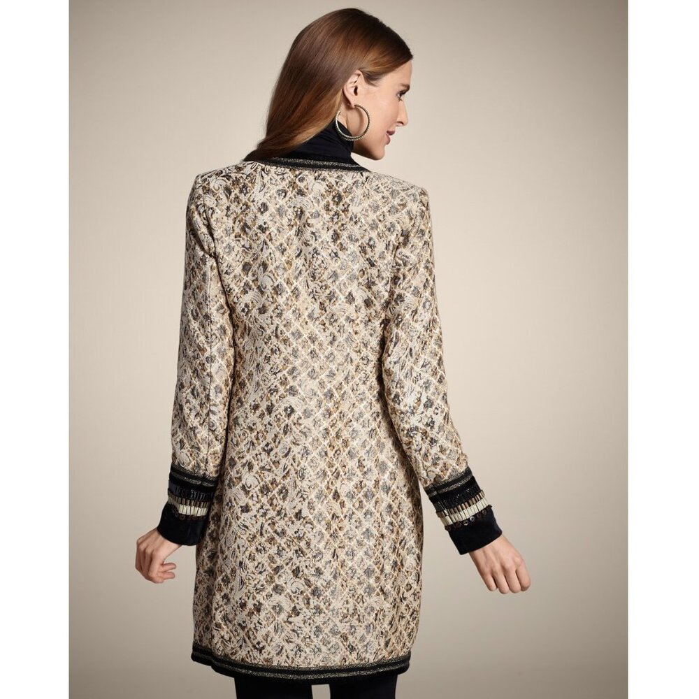 Chico's Artisan Adele Jacket Embroidered Gold/Bla… - image 2